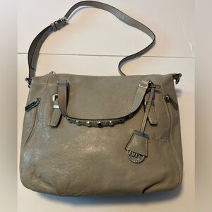 Michael Kors Gray leather bag with studded handles and Shoulder strap